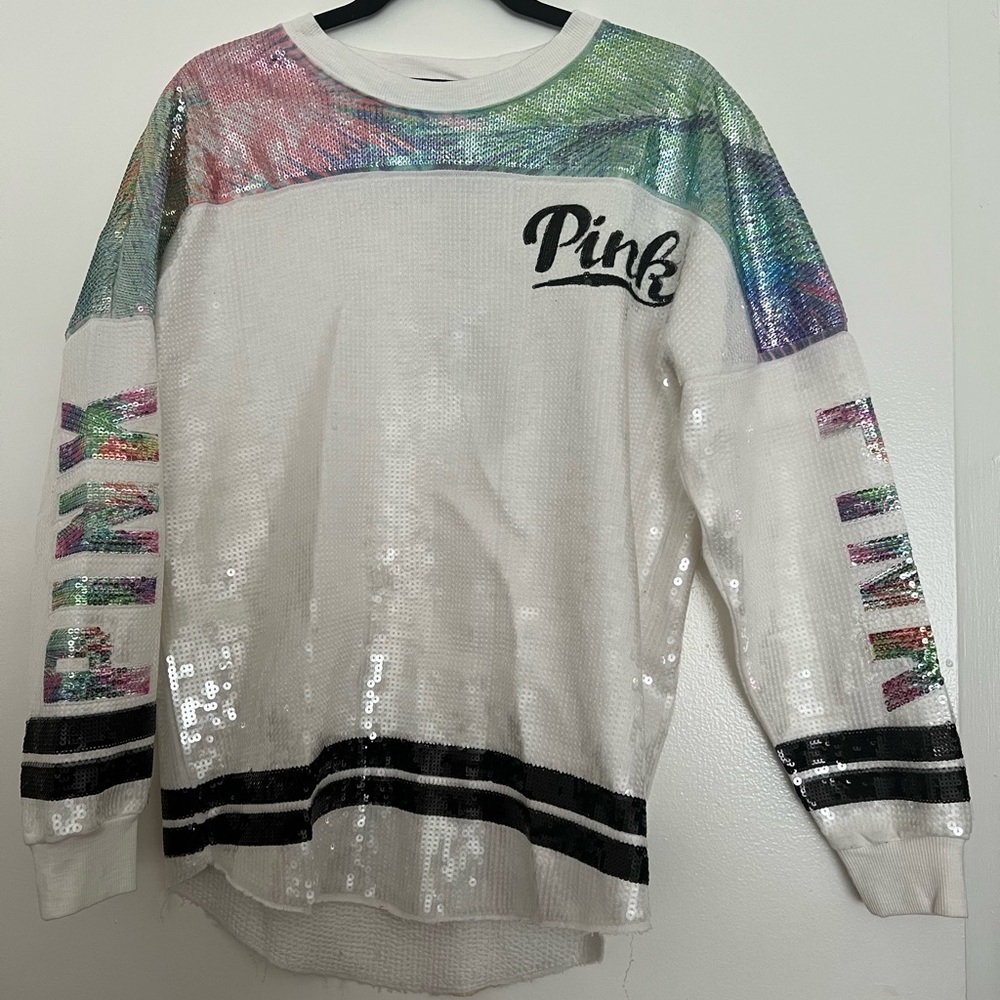 Victoria’s Secret PINK Limited Release Sequin Varsity Crew